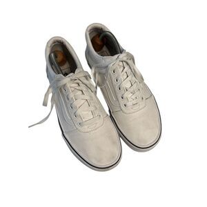 Vans Women's White Low Top Ward Lo Suede Canvas Athletic Sneakers Size 8.5